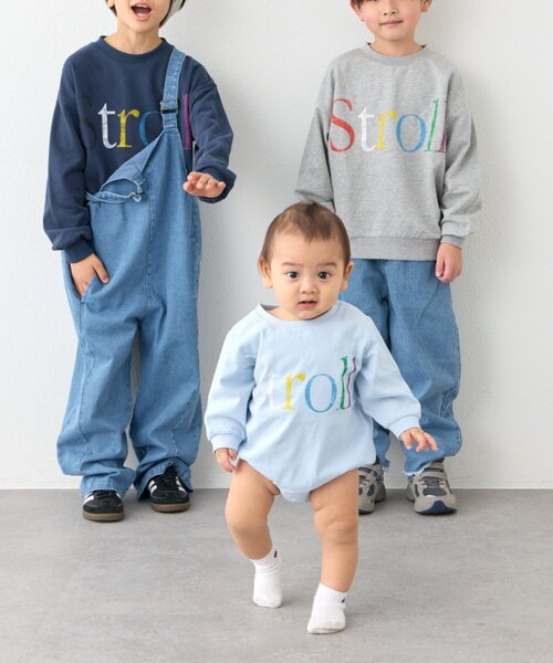 CIAOPANIC TYPY(チャオパニックティピー)の「【BABY】ミニ裏毛かすれカラーロゴロンパース(Tシャツ/カットソー・キッズ・サックスブルー/グレー/イエロー・80)」の16枚目の写真