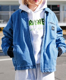 THRASHER（スラッシャー）の「DENIM WORK JACKET/THRASHER スラッシャー デニムワークジャケット ピグメント加工 ヴィンテージ風 ジップアップ（デニムジャケット）」