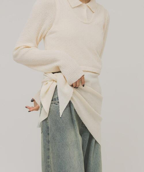 KBF（ケイビーエフ）の「ミニブークレトライアングルスカーフ（バンダナ/スカーフ・レディース・チャコールグレー/アイボリー・ONE）」の8枚目の写真