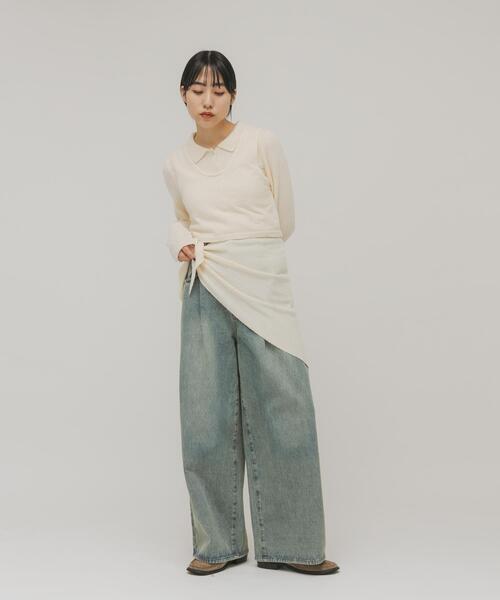 KBF（ケイビーエフ）の「ミニブークレトライアングルスカーフ（バンダナ/スカーフ・レディース・チャコールグレー/アイボリー・ONE）」の9枚目の写真