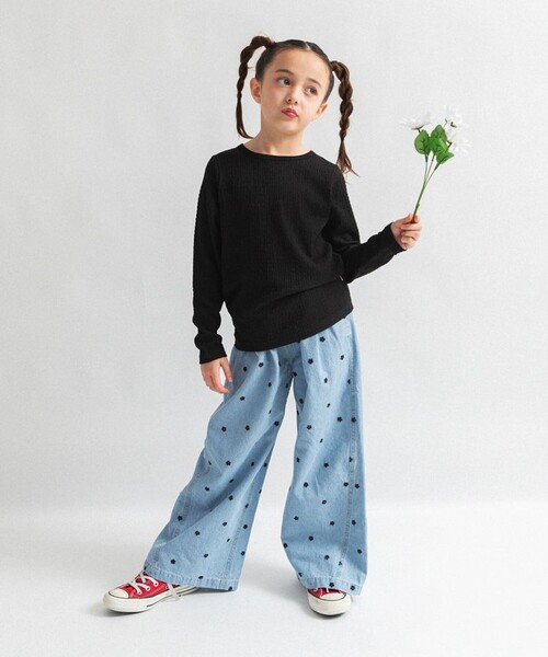 EDWIN（エドウィン）の「【Ou? by EDWIN】ぽこぽこ長袖Tシャツ（Tシャツ/カットソー・キッズ・サックスブルー/オフホワイト/ブラック・90/100/110/130/140/120/150）」の11枚目の写真