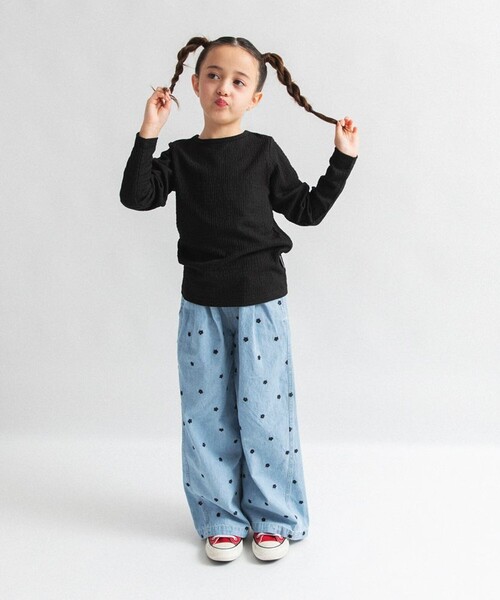 EDWIN（エドウィン）の「【Ou? by EDWIN】ぽこぽこ長袖Tシャツ（Tシャツ/カットソー・キッズ・サックスブルー/オフホワイト/ブラック・90/100/110/130/140/120/150）」の12枚目の写真