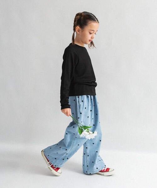 EDWIN（エドウィン）の「【Ou? by EDWIN】ぽこぽこ長袖Tシャツ（Tシャツ/カットソー・キッズ・サックスブルー/オフホワイト/ブラック・90/100/110/130/140/120/150）」の13枚目の写真