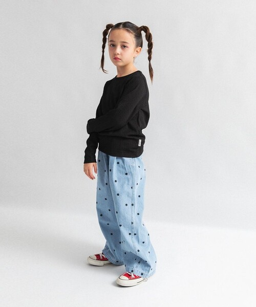 EDWIN（エドウィン）の「【Ou? by EDWIN】ぽこぽこ長袖Tシャツ（Tシャツ/カットソー・キッズ・サックスブルー/オフホワイト/ブラック・90/100/110/130/140/120/150）」の14枚目の写真