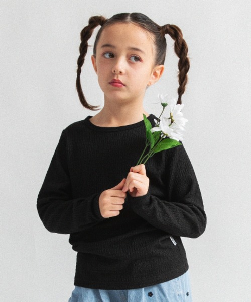 EDWIN（エドウィン）の「【Ou? by EDWIN】ぽこぽこ長袖Tシャツ（Tシャツ/カットソー・キッズ・サックスブルー/オフホワイト/ブラック・90/100/110/130/140/120/150）」の3枚目の写真