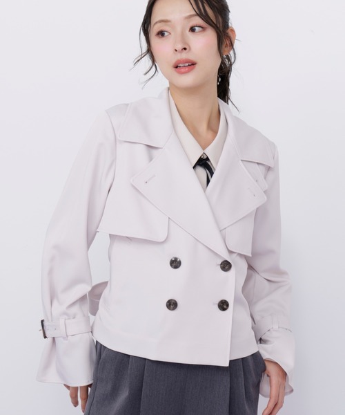 JILL by JILL STUART（ジルバイジルスチュアート）の「スタンドカラーショートトレンチコート（トレンチコート・レディース・ホワイト/ベージュ/ピンク・SMALL/MEDIUM）」の16枚目の写真