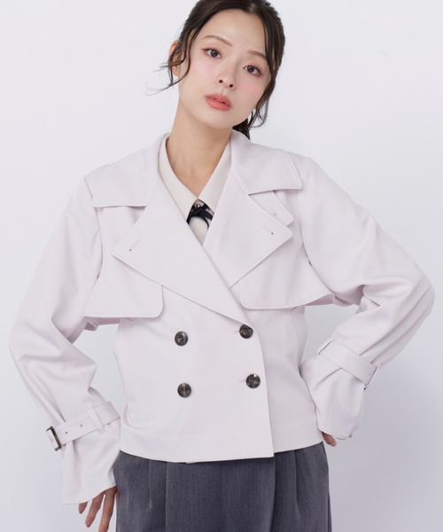 JILL by JILL STUART（ジルバイジルスチュアート）の「スタンドカラーショートトレンチコート（トレンチコート・レディース・ホワイト/ベージュ/ピンク・SMALL/MEDIUM）」の17枚目の写真