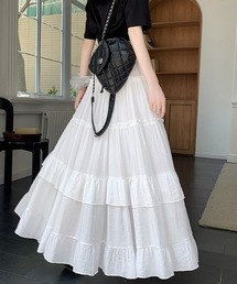 フリルティアードロングスカート