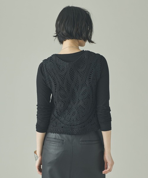 Curensology（カレンソロジー）の「Curensology(カレンソロジー)/レース2WAYニットベスト（ベスト・レディース・ブラック・FREE）」の3枚目の写真