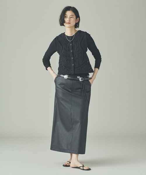 Curensology（カレンソロジー）の「Curensology(カレンソロジー)/レース2WAYニットベスト（ベスト・レディース・ブラック・FREE）」の4枚目の写真