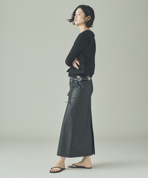 Curensology（カレンソロジー）の「Curensology(カレンソロジー)/レース2WAYニットベスト（ベスト・レディース・ブラック・FREE）」の5枚目の写真