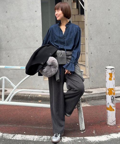 JOURNAL STANDARD relume(ジャーナルスタンダード レリューム)の「《追加》ライトデニムスタンドカラーブラウス(シャツ/ブラウス・レディース・ブルー/ネイビー・FREE)」の11枚目の写真