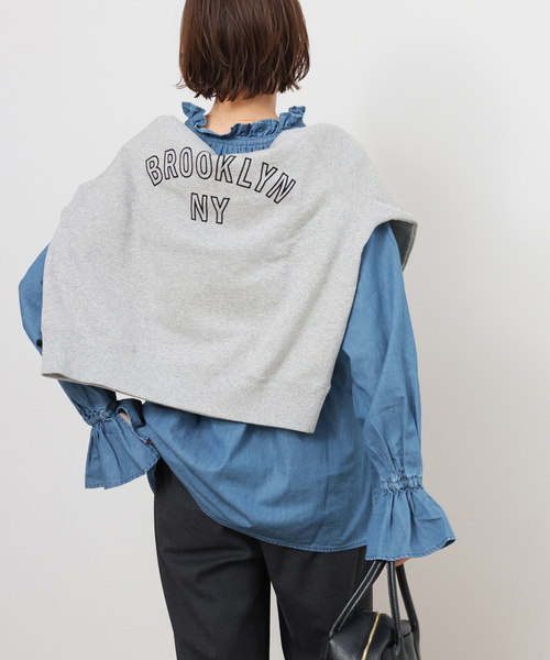 JOURNAL STANDARD relume（ジャーナルスタンダード　レリューム）の「《追加》ライトデニムスタンドカラーブラウス（シャツ/ブラウス・レディース・ブルー/ネイビー・FREE）」の8枚目の写真