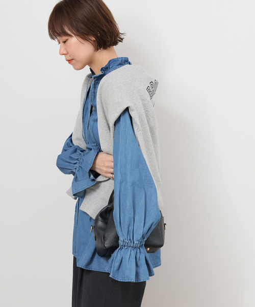 JOURNAL STANDARD relume（ジャーナルスタンダード　レリューム）の「《追加》ライトデニムスタンドカラーブラウス（シャツ/ブラウス・レディース・ブルー/ネイビー・FREE）」の9枚目の写真