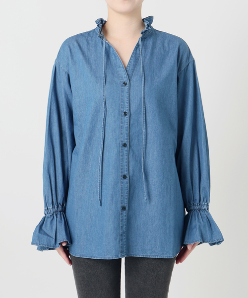 JOURNAL STANDARD relume（ジャーナルスタンダード　レリューム）の「《追加》ライトデニムスタンドカラーブラウス（シャツ/ブラウス・レディース・ブルー/ネイビー・FREE）」の12枚目の写真
