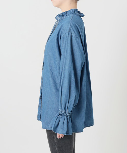 JOURNAL STANDARD relume（ジャーナルスタンダード　レリューム）の「《追加》ライトデニムスタンドカラーブラウス（シャツ/ブラウス・レディース・ブルー/ネイビー・FREE）」の13枚目の写真