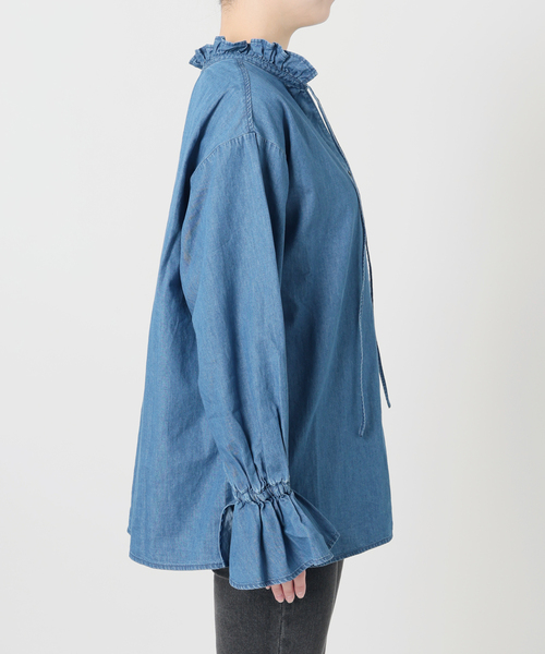 JOURNAL STANDARD relume（ジャーナルスタンダード　レリューム）の「《追加》ライトデニムスタンドカラーブラウス（シャツ/ブラウス・レディース・ブルー/ネイビー・FREE）」の15枚目の写真