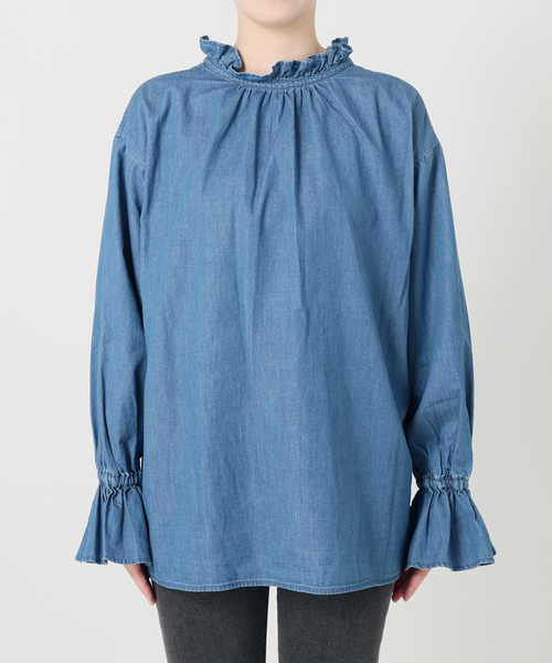 JOURNAL STANDARD relume（ジャーナルスタンダード　レリューム）の「《追加》ライトデニムスタンドカラーブラウス（シャツ/ブラウス・レディース・ブルー/ネイビー・FREE）」の19枚目の写真