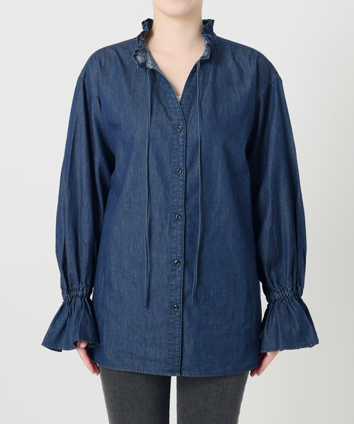 JOURNAL STANDARD relume（ジャーナルスタンダード　レリューム）の「《追加》ライトデニムスタンドカラーブラウス（シャツ/ブラウス・レディース・ブルー/ネイビー・FREE）」の22枚目の写真