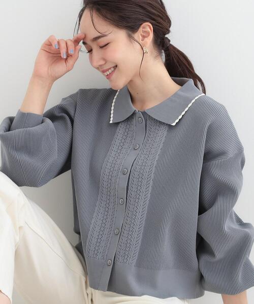 SHOO・LA・RUE(シューラルー)の「襟付きレース風カーディガン(カーディガン/ボレロ・レディース・ブラック/オフホワイト/グレー・00)」の3枚目の写真