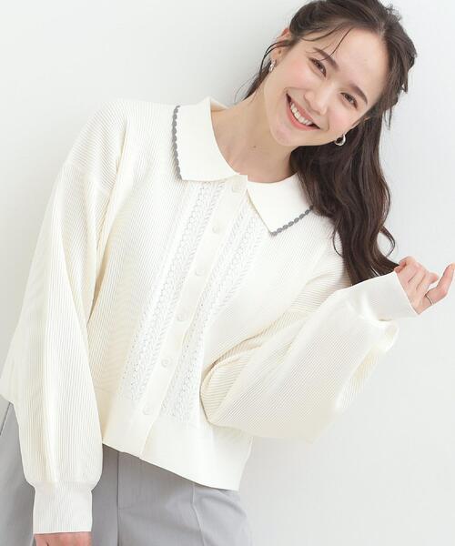 SHOO・LA・RUE(シューラルー)の「襟付きレース風カーディガン(カーディガン/ボレロ・レディース・ブラック/オフホワイト/グレー・00)」の4枚目の写真