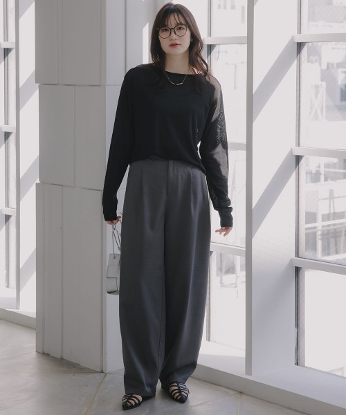 slattgir（スラットジール）の「高身長　サイドタックコクーンパンツ（トールサイズ）Essenave（その他パンツ・レディース・グレイッシュベージュ/グレー・T3L/TLL/TL/TM）」の3枚目の写真