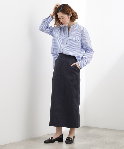 grove（グローブ）の「【貴島明日香さん着用】お仕事も普段も。今どきワークシャツブラウス（シャツ/ブラウス・レディース・グリーン系その他4/ブルー系その他4/オフホワイト/ダークグレー/サンドベージュ・02/03/01/04/05）」の12枚目の写真