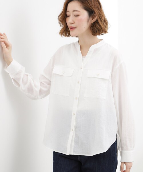 grove（グローブ）の「【貴島明日香さん着用】お仕事も普段も。今どきワークシャツブラウス（シャツ/ブラウス・レディース・グリーン系その他4/ブルー系その他4/オフホワイト/ダークグレー/サンドベージュ・02/03/01/04/05）」の17枚目の写真