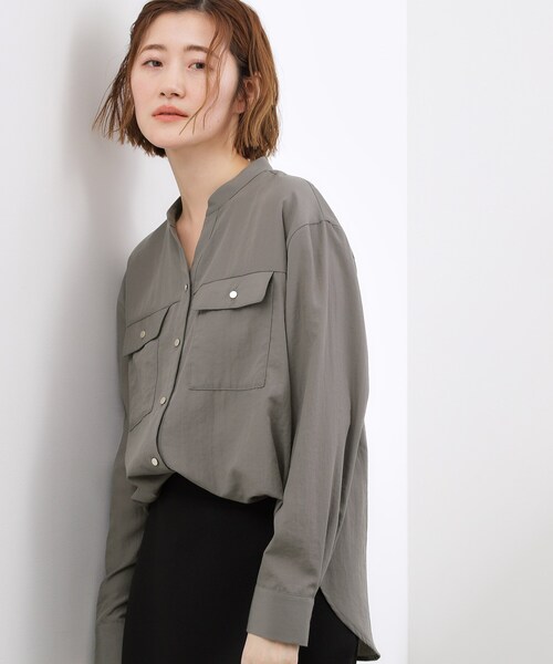 grove（グローブ）の「【貴島明日香さん着用】お仕事も普段も。今どきワークシャツブラウス（シャツ/ブラウス・レディース・グリーン系その他4/ブルー系その他4/オフホワイト/ダークグレー/サンドベージュ・02/03/01/04/05）」の21枚目の写真