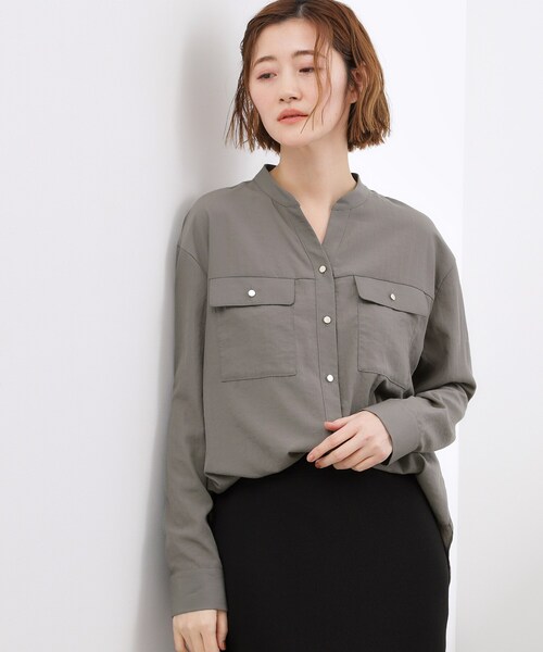 grove（グローブ）の「【貴島明日香さん着用】お仕事も普段も。今どきワークシャツブラウス（シャツ/ブラウス・レディース・グリーン系その他4/ブルー系その他4/オフホワイト/ダークグレー/サンドベージュ・02/03/01/04/05）」の22枚目の写真