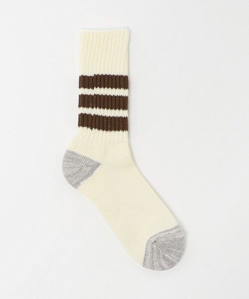 ROTOTO（ロトト）の「＜ROTOTO＞ライン クルー ソックス（ソックス/靴下・メンズ・ダークグリーン/ダークブラウン・M）」の2枚目の写真