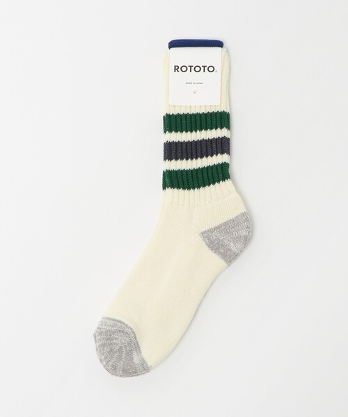 ROTOTO（ロトト）の「＜ROTOTO＞ライン クルー ソックス（ソックス/靴下・メンズ・ダークグリーン/ダークブラウン・M）」の5枚目の写真