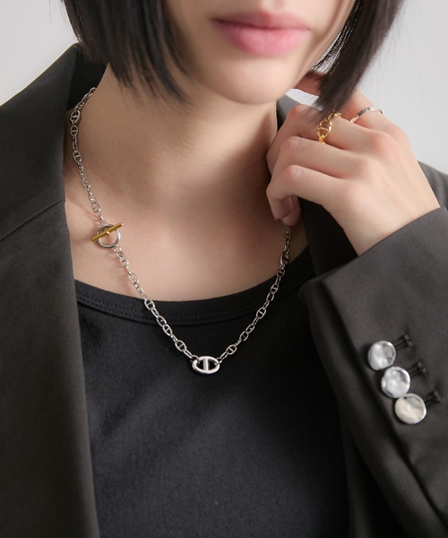 CIASENSE（シアセンス）の「2Way Two-tone Anker Chain Necklace / 2wayツートーンアンカーチェーンネックレス（ネックレス・メンズ・シルバー・FREE）」の5枚目の写真