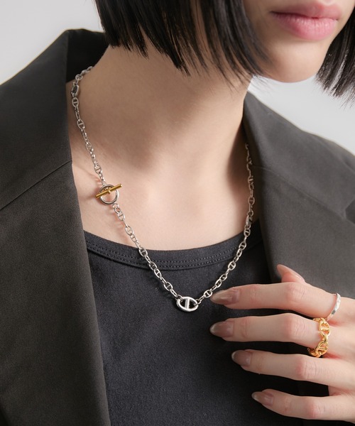 CIASENSE（シアセンス）の「2Way Two-tone Anker Chain Necklace / 2wayツートーンアンカーチェーンネックレス（ネックレス・メンズ・シルバー・FREE）」の6枚目の写真