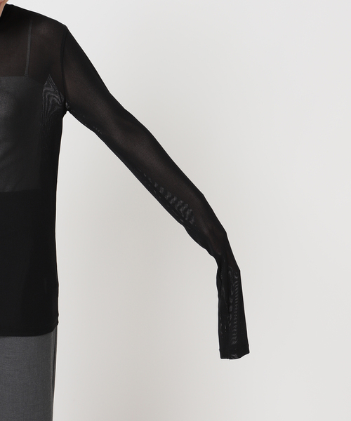 CITYSHOP（シティーショップ）の「《追加5》SHEER HIGH NECK TOP：カットソー（Tシャツ/カットソー・レディース・ベージュ/ブラック/ブルー系その他・FREE）」の10枚目の写真