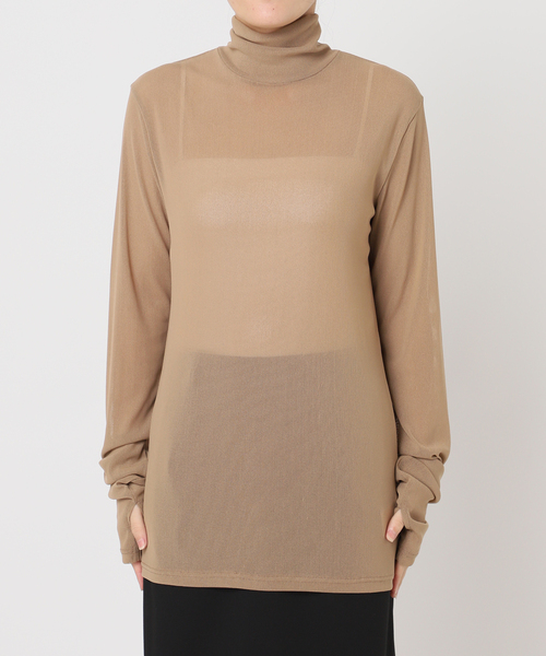 CITYSHOP（シティーショップ）の「《追加5》SHEER HIGH NECK TOP：カットソー（Tシャツ/カットソー・レディース・ベージュ/ブラック/ブルー系その他・FREE）」の13枚目の写真