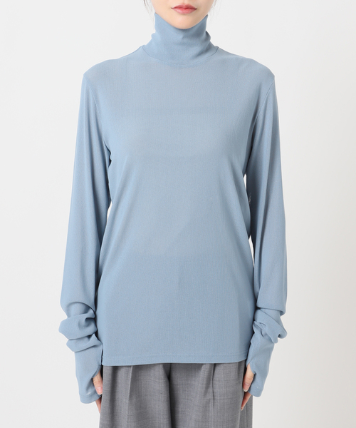 CITYSHOP（シティーショップ）の「《追加5》SHEER HIGH NECK TOP：カットソー（Tシャツ/カットソー・レディース・ベージュ/ブラック/ブルー系その他・FREE）」の15枚目の写真