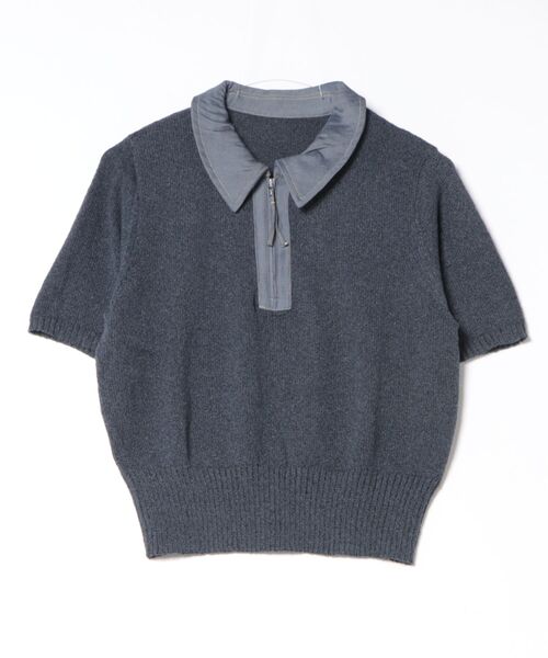 UNDOVE(アンドゥーブ)の「衿元デニム切替ニットポロシャツ 【サマーニット/デニムシャツ/ポロシャツ/ジップアップ/ジップポロシャツ】(ポロシャツ・レディース・ネイビー/ベージュ系・X-LARGE/LARGE/MEDIUM)」の16枚目の写真
