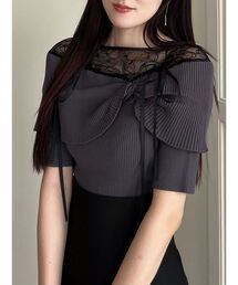 MERCURYDUO | レース切替オフショルニットトップス(ニット/セーター)