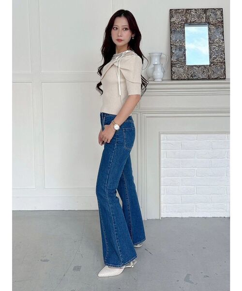 MERCURYDUO（マーキュリーデュオ）の「レース切替オフショルニットトップス（ニット/セーター・レディース・アイボリー/ブラック/チャコールグレー・FREE）」の12枚目の写真