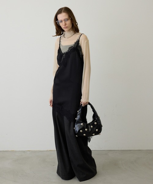 uyu.（ウユ）の「【華やかに揺れる】アシンメトリーレースワンピース（ワンピース・レディース・ブラック×ホワイト/ホワイト×ブラック/ブラック・FREE）」の13枚目の写真