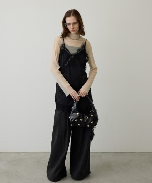 uyu.（ウユ）の「【華やかに揺れる】アシンメトリーレースワンピース（ワンピース・レディース・ブラック×ホワイト/ホワイト×ブラック/ブラック・FREE）」の14枚目の写真