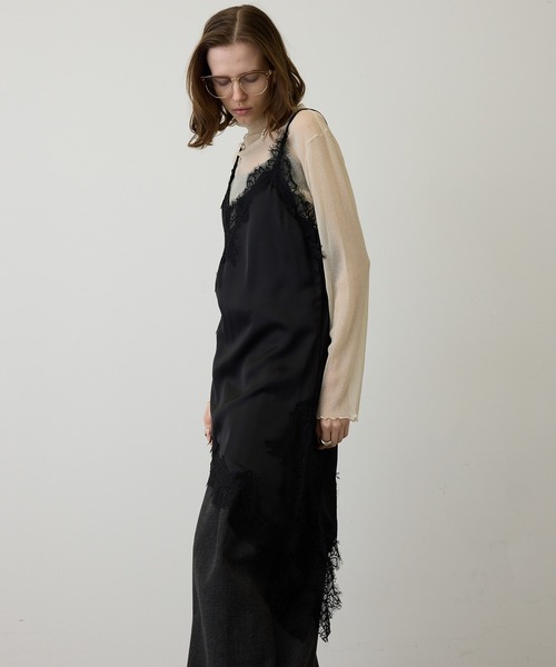 uyu.（ウユ）の「【華やかに揺れる】アシンメトリーレースワンピース（ワンピース・レディース・ブラック×ホワイト/ホワイト×ブラック/ブラック・FREE）」の18枚目の写真