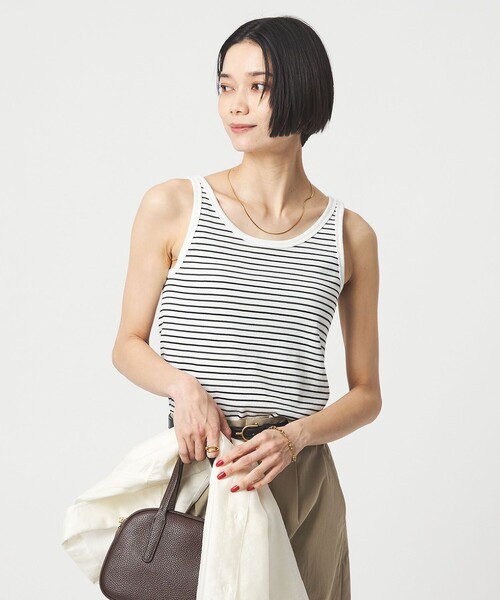 green label relaxing（グリーンレーベルリラクシング）の「ベーシック リブ タンクトップ（タンクトップ・レディース・ブラック/オフホワイト/モカ/その他1・FREE）」の4枚目の写真