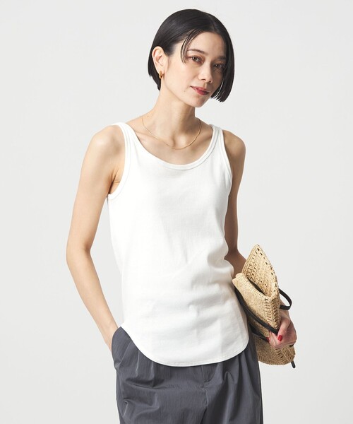 green label relaxing（グリーンレーベルリラクシング）の「ベーシック リブ タンクトップ（タンクトップ・レディース・ブラック/オフホワイト/モカ/その他1・FREE）」の2枚目の写真