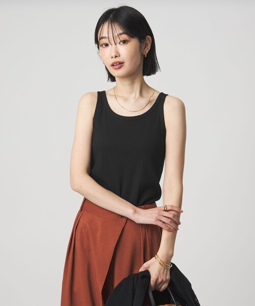green label relaxing（グリーンレーベルリラクシング）の「ベーシック リブ タンクトップ（タンクトップ・レディース・ブラック/オフホワイト/モカ/その他1・FREE）」の3枚目の写真