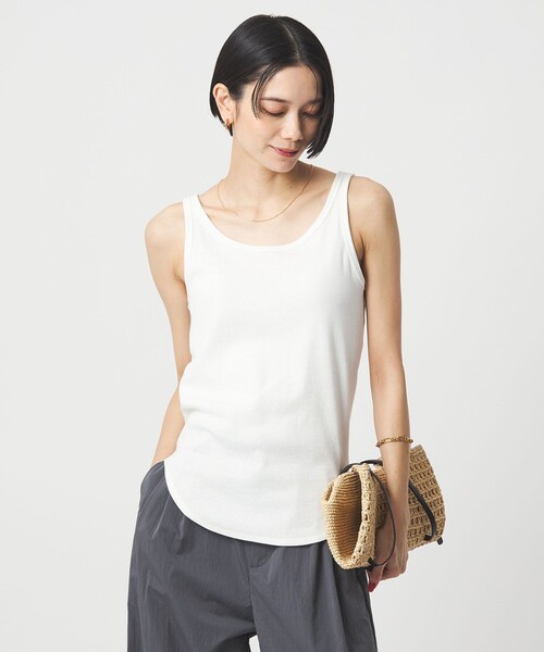 green label relaxing（グリーンレーベルリラクシング）の「ベーシック リブ タンクトップ（タンクトップ・レディース・ブラック/オフホワイト/モカ/その他1・FREE）」の10枚目の写真