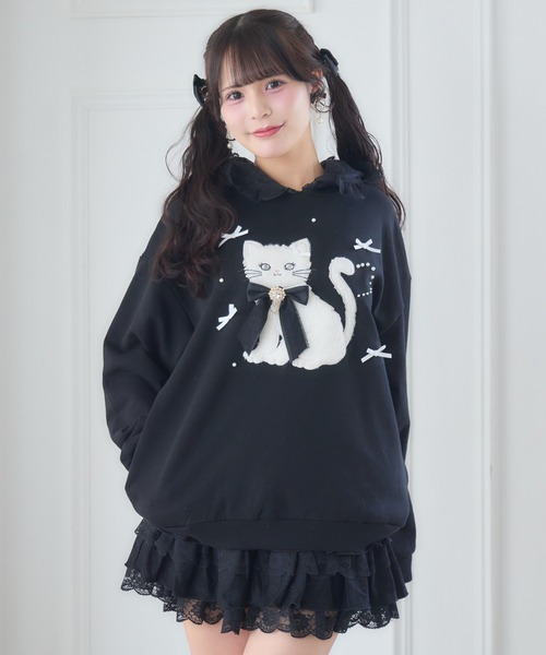 ROJITA(ロジータ)の「RibbonCatスウェットパーカー(パーカー・レディース・ホワイト/ピンク/ブラック・FREE)」の20枚目の写真