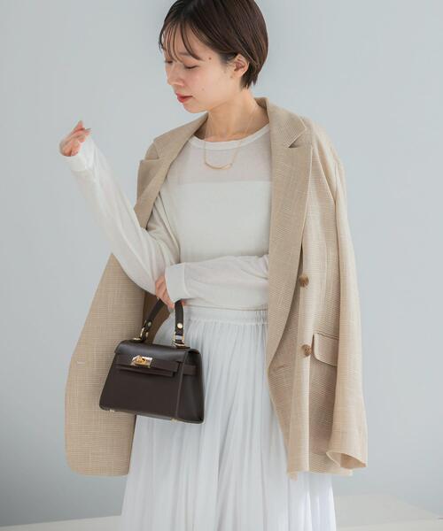 URBAN RESEARCH ROSSO WOMEN（アーバンリサーチ　ロッソ）の「シルク混ドッキングカットソー（Tシャツ/カットソー・レディース・ベージュ系その他/オフホワイト/ブラック・FREE）」の5枚目の写真