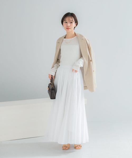 URBAN RESEARCH ROSSO WOMEN（アーバンリサーチ　ロッソ）の「シルク混ドッキングカットソー（Tシャツ/カットソー・レディース・ベージュ系その他/オフホワイト/ブラック・FREE）」の6枚目の写真